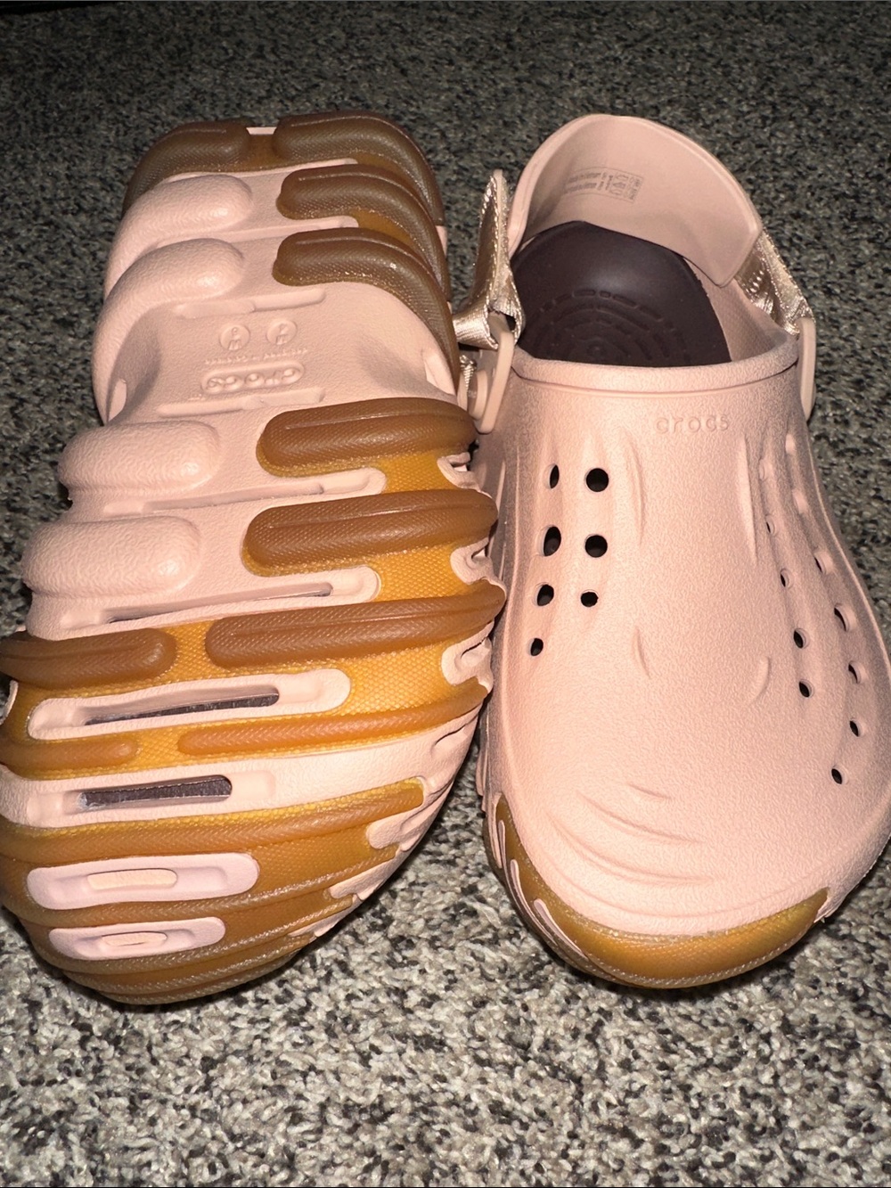CROCS Echo Ro Pink Slip-On Clogs with Gum-Trim Sole